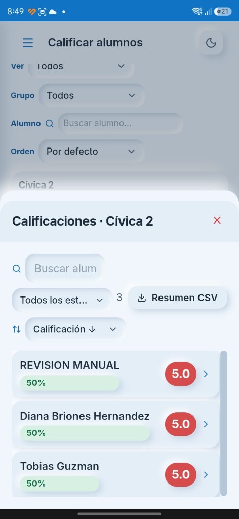 Calificaciones de alumnos